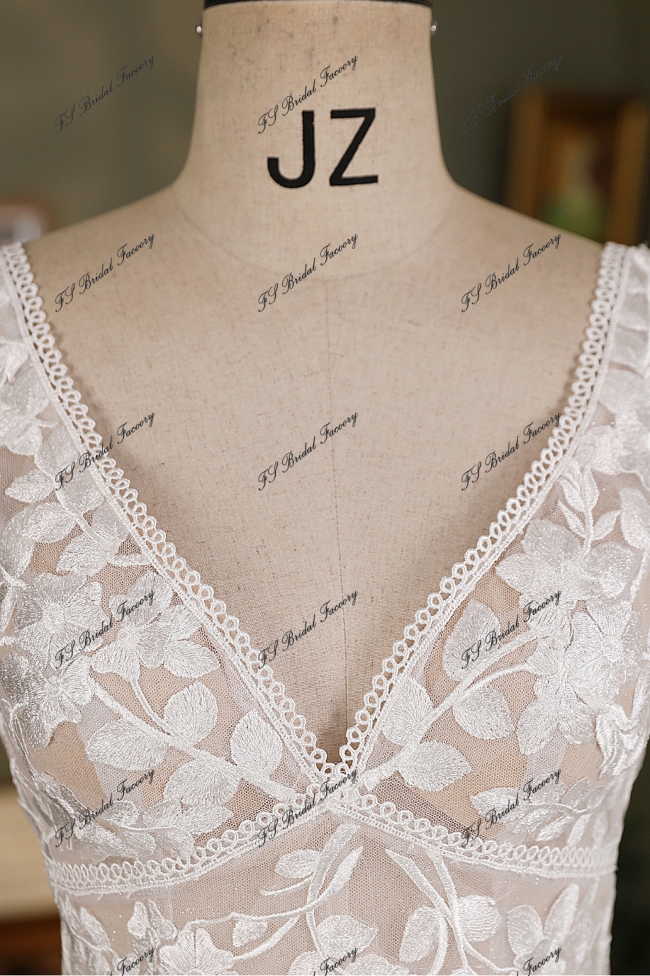 Boho Simple Glitter Tulle Lace A-Line Bridal Gown