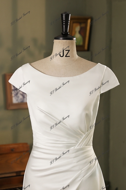Cap Sleeve Duchess Soft Satin Mermaid Wedding Gown