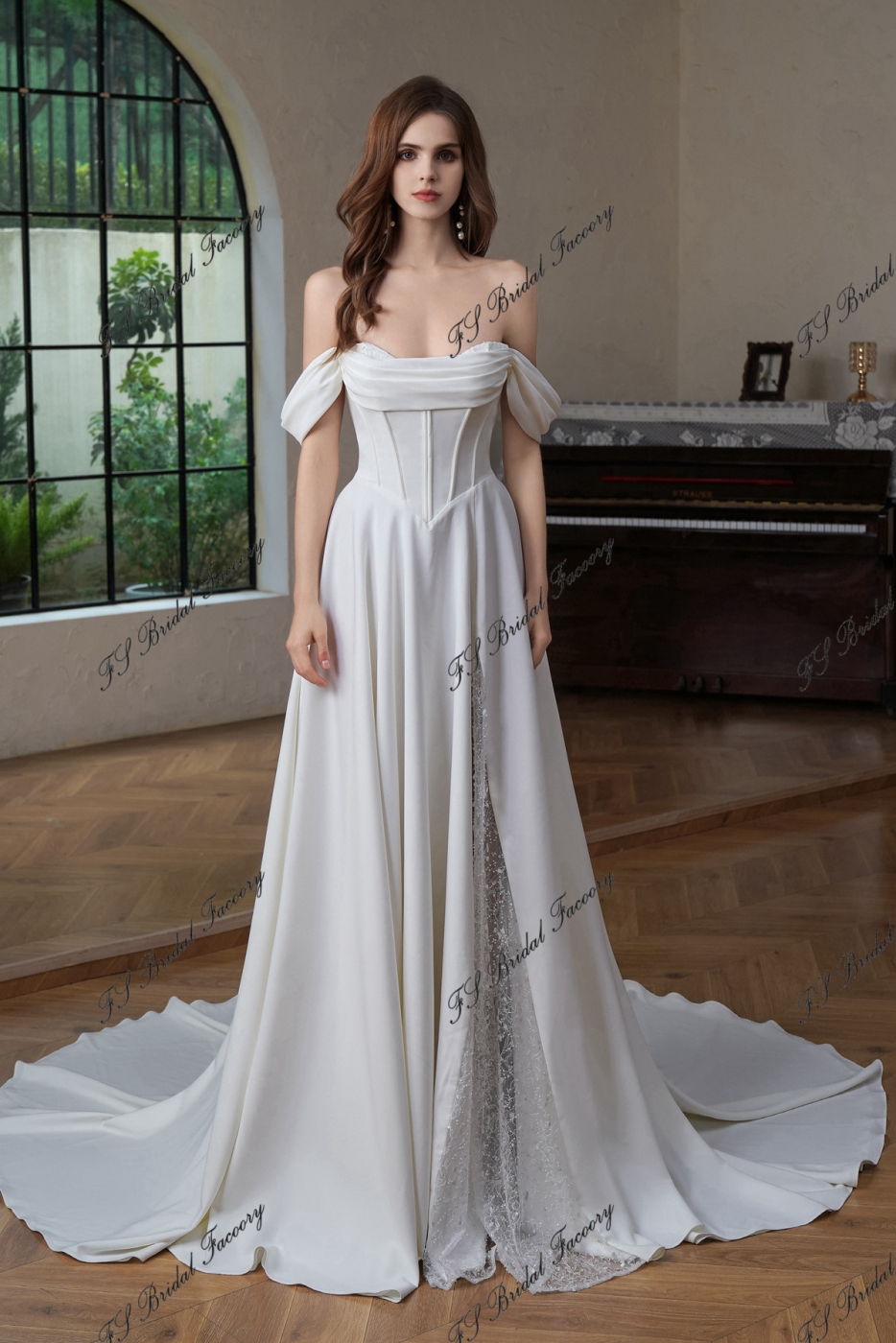 A Silhouette Bridal Gown With Split Skirt