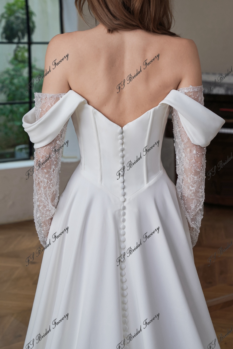 A Silhouette Bridal Gown With Split Skirt