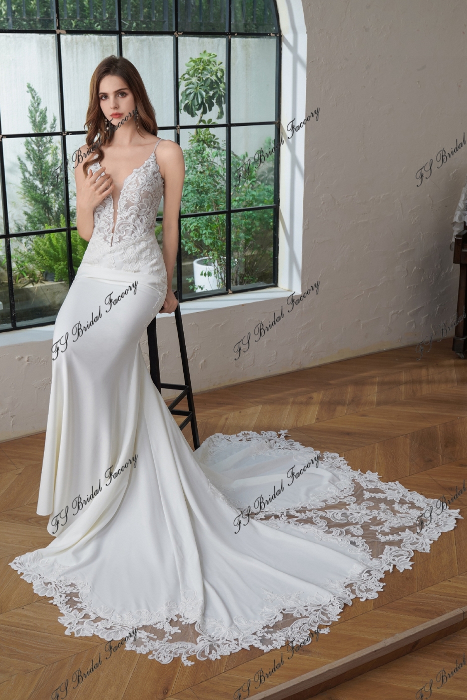 Fit And Flare Stretch Crepe Bridal Gown