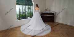 Detached Long Sleeve Heavy Beading Mermaid Wedding Gown With Detached Train