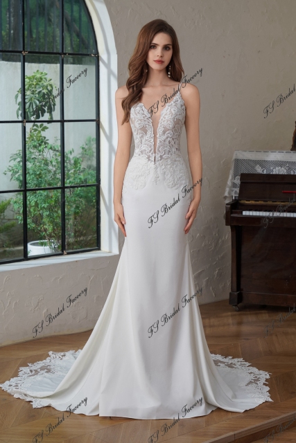 Fit And Flare Stretch Crepe Bridal Gown