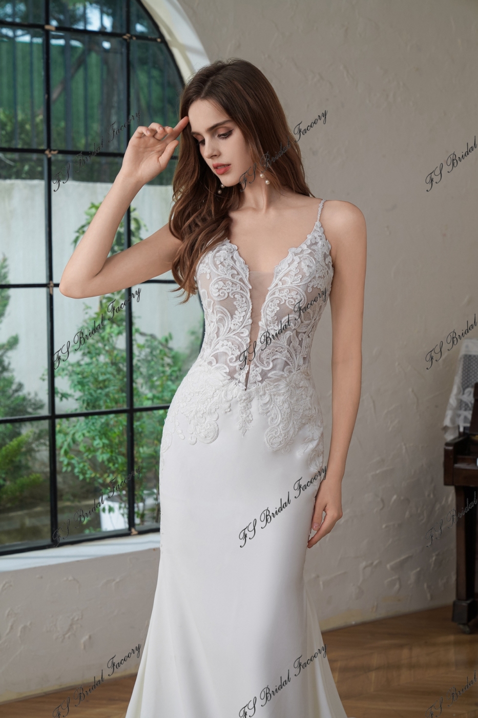 Fit And Flare Stretch Crepe Bridal Gown
