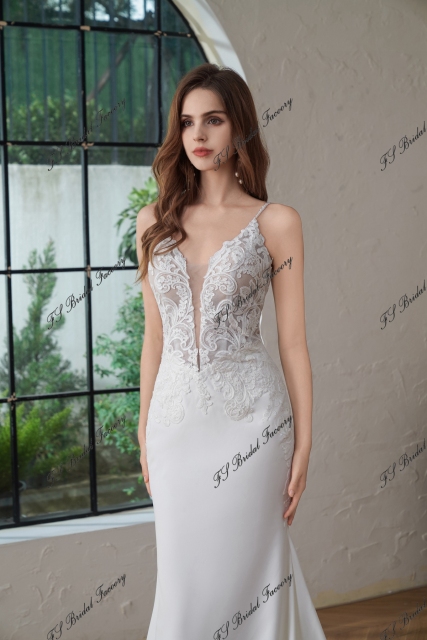 Fit And Flare Stretch Crepe Bridal Gown