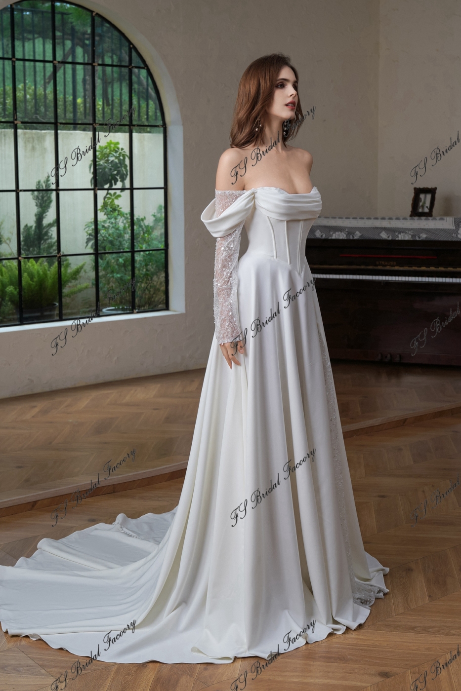 A Silhouette Bridal Gown With Split Skirt