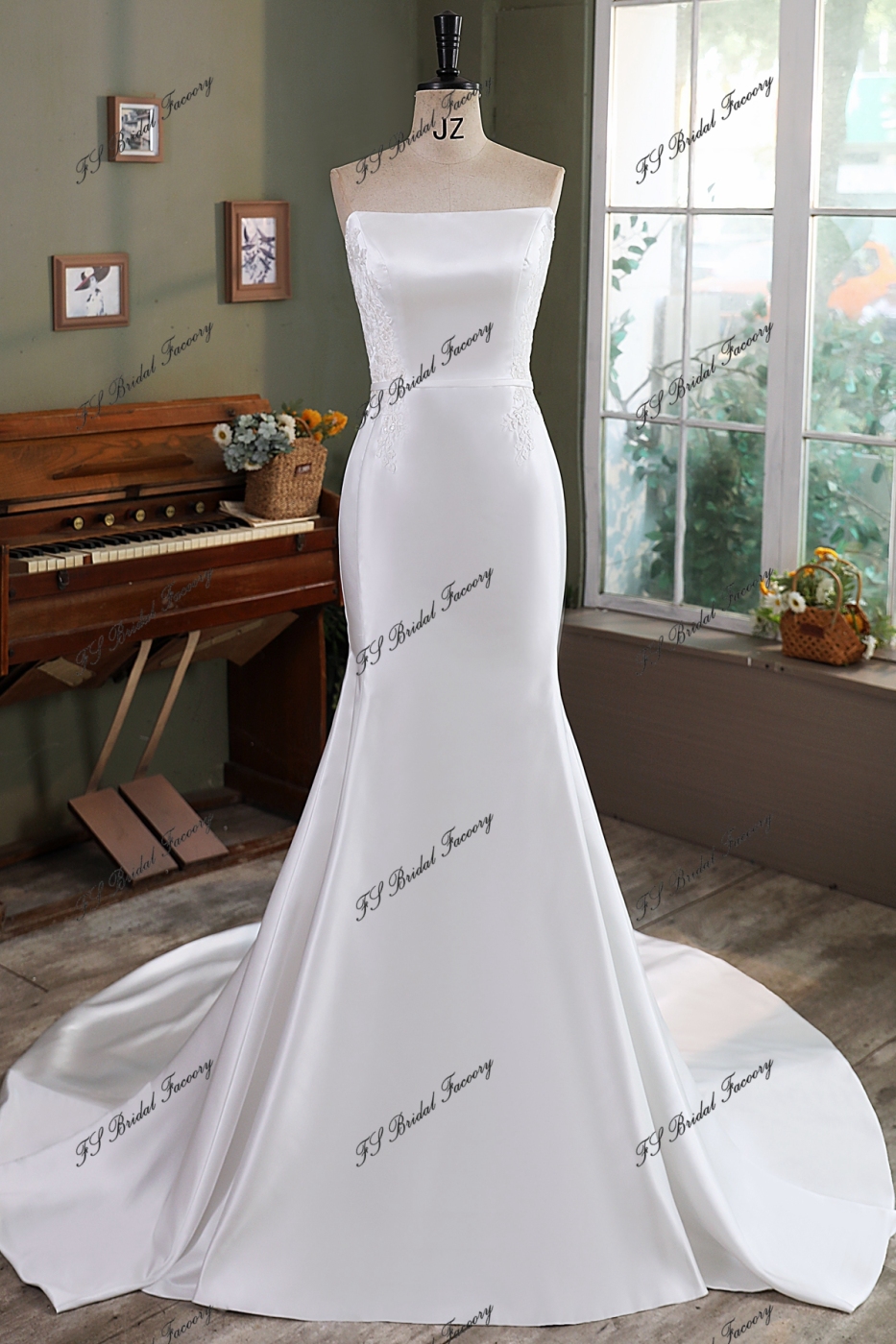 Simple Mikado Mermaid Bridal Dress With Detached Tie