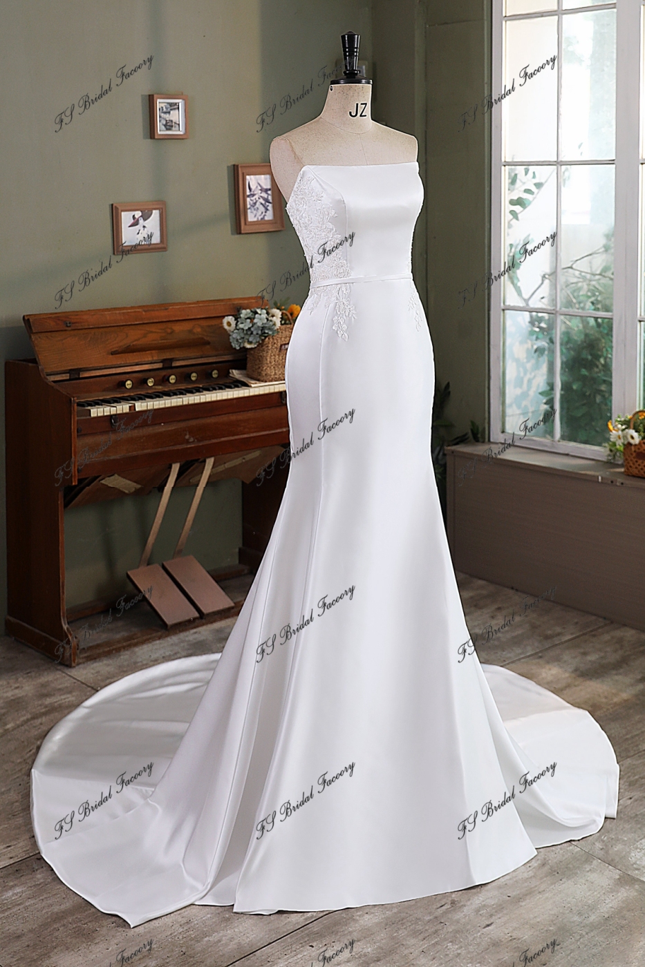 Simple Mikado Mermaid Bridal Dress With Detached Tie