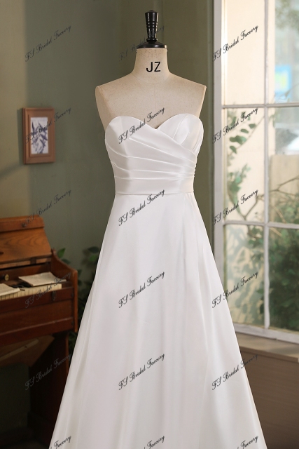 Soft A Line Mikado Wedding Gown With Slit Skirt