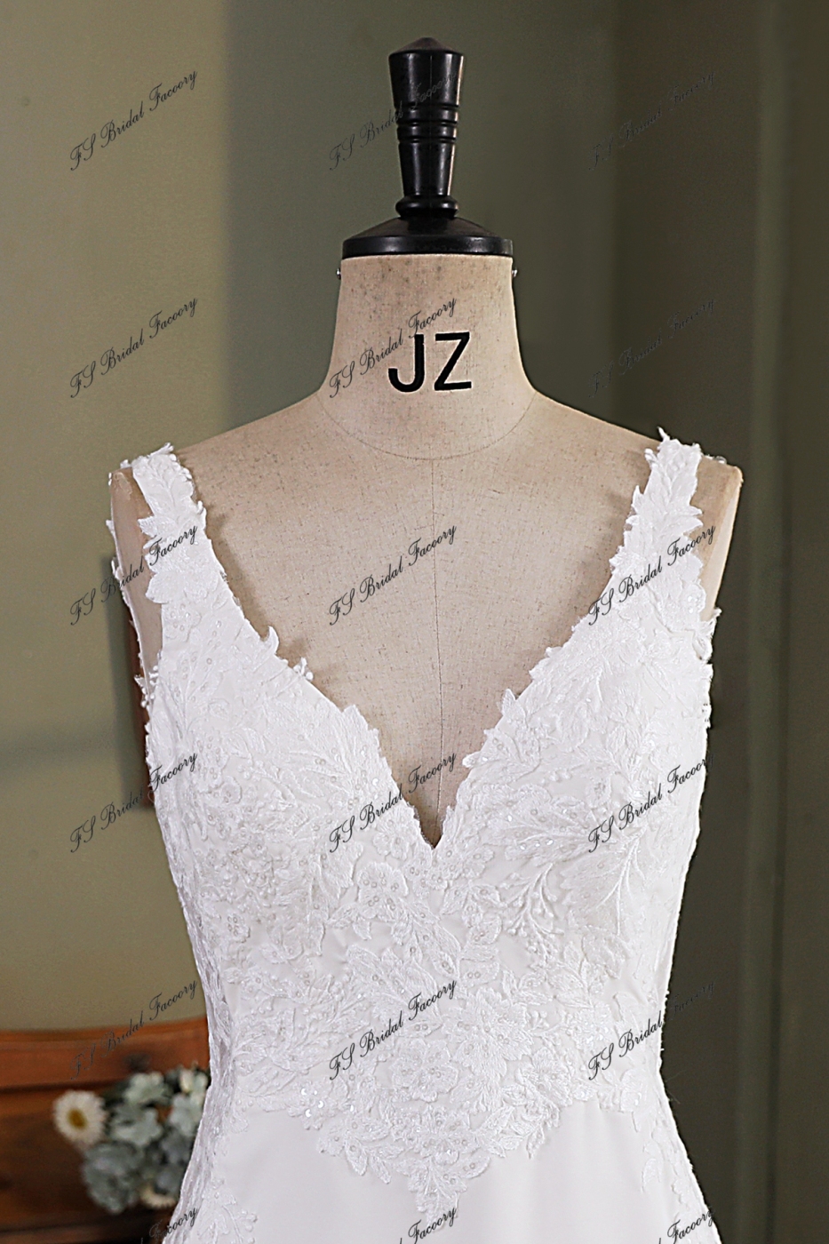 Crepe Mermaid Bridal Dress With Insert Lace