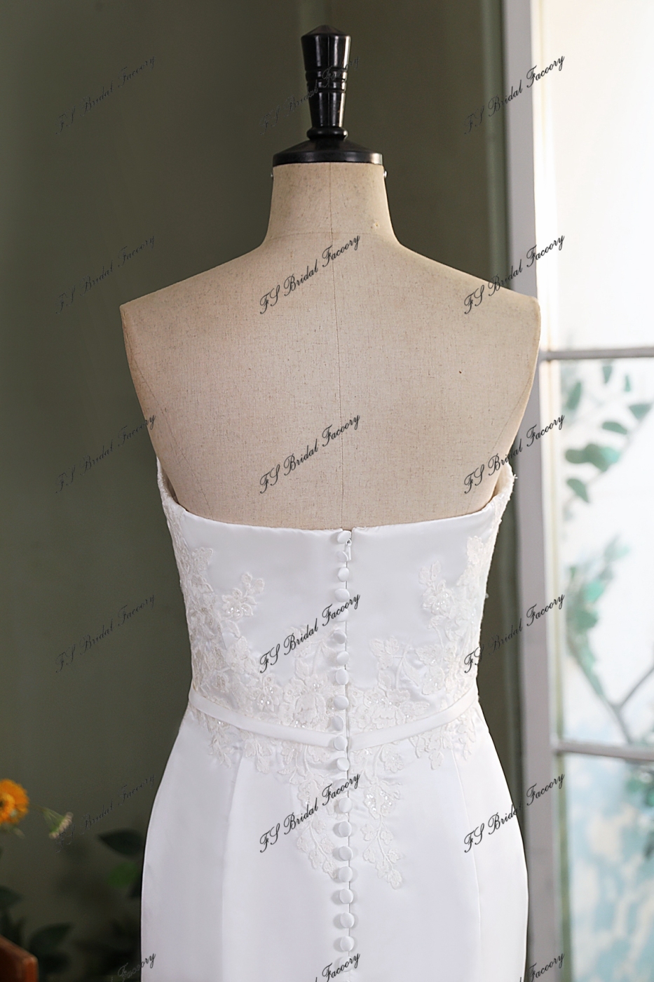 Simple Mikado Mermaid Bridal Dress With Detached Tie