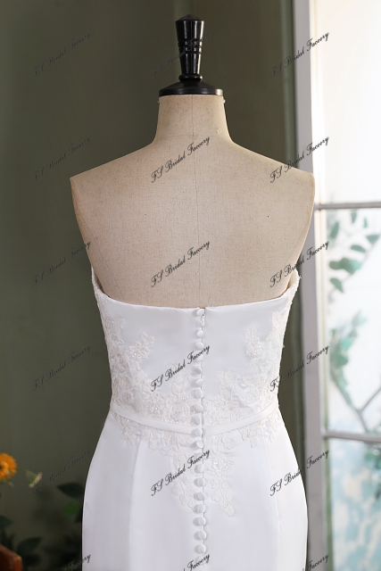 Simple Mikado Mermaid Bridal Dress With Detached Tie