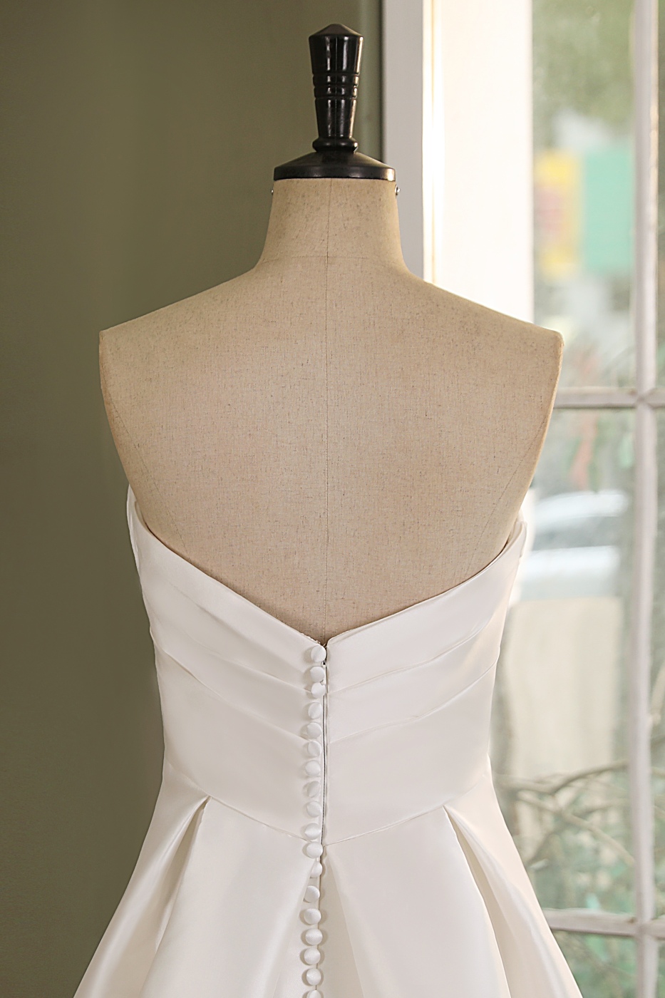 Soft A Line Mikado Wedding Gown With Slit Skirt