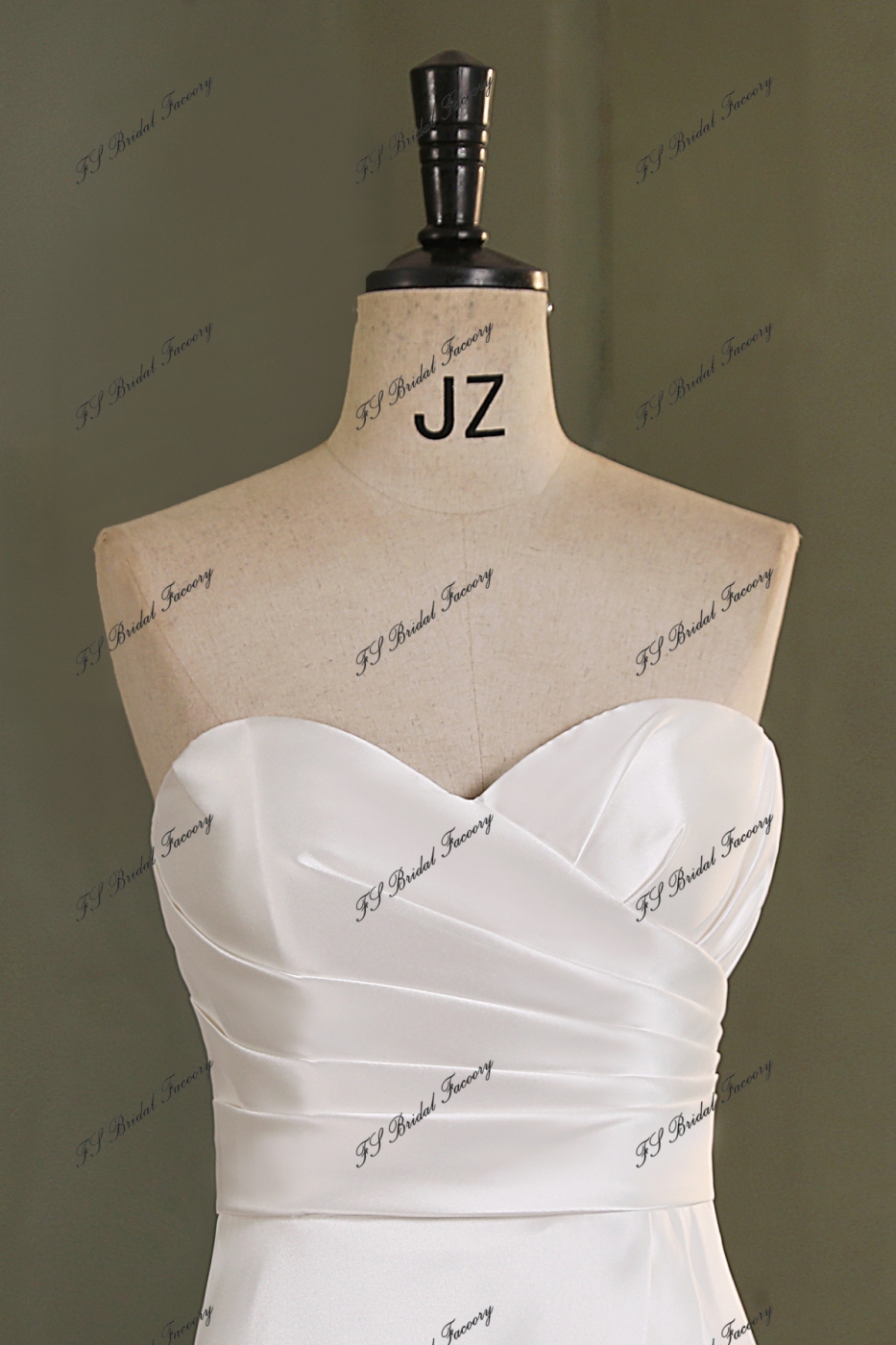 Soft A Line Mikado Wedding Gown With Slit Skirt