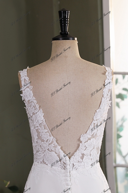 Crepe Mermaid Bridal Dress With Insert Lace