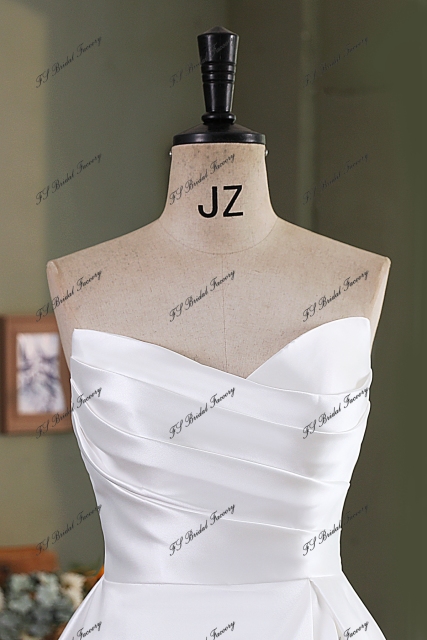 Simple A Line Mikado Wedding Gown With Slit Skirt