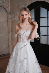  A-Line Printed Organza Dress with Strapless Neckline & Exposed Boning