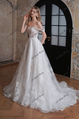  A-Line Printed Organza Dress with Strapless Neckline & Exposed Boning
