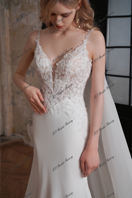 Two Piece Mermaid Lace Crepe Wedding Gown