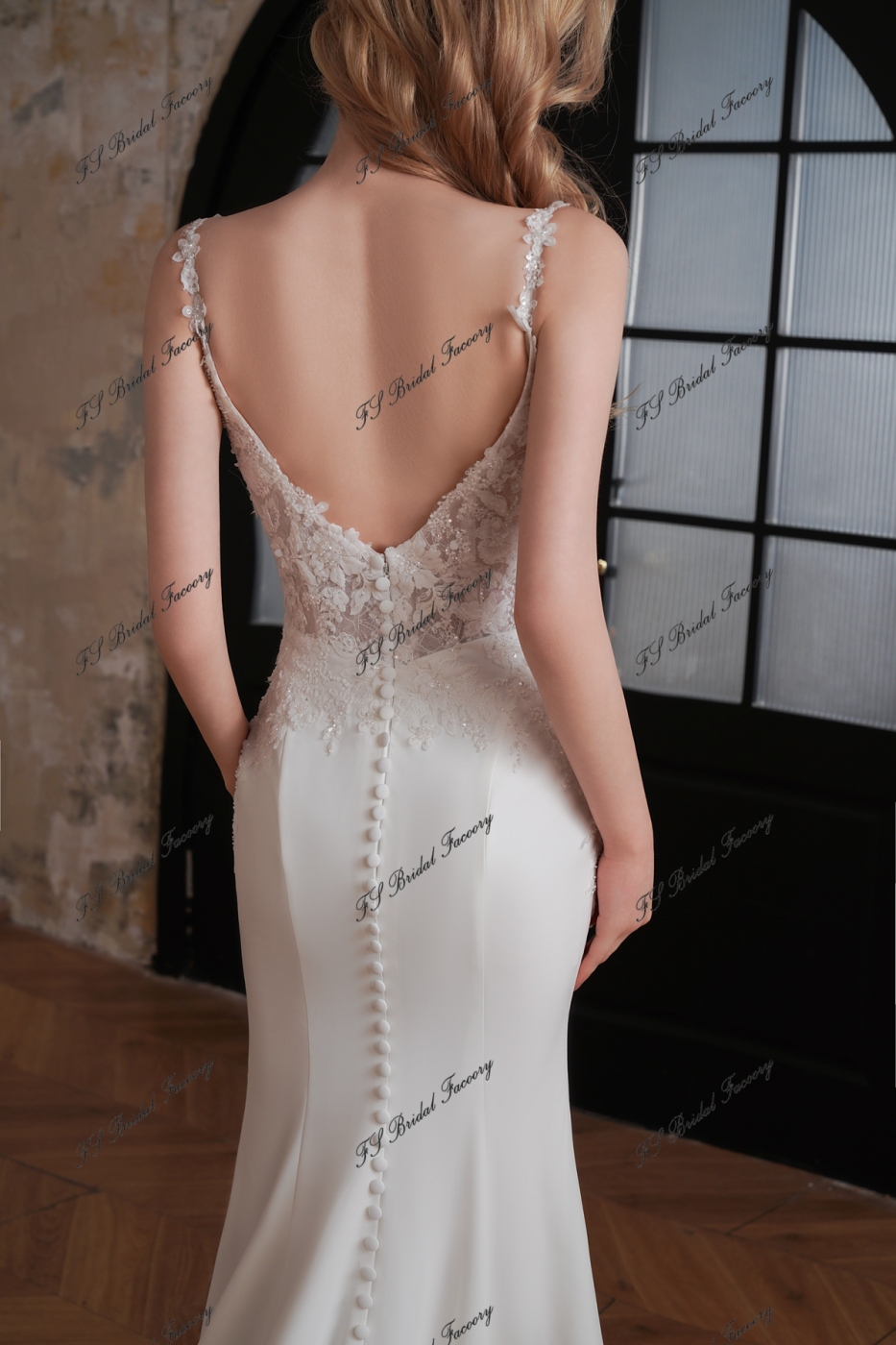 Two Piece Mermaid Lace Crepe Wedding Gown