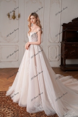 Romantic Beading Lace A-Line Wedding Dress With Detached Sleeve