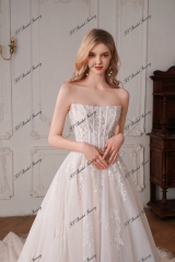 Romantic Beading Lace A-Line Wedding Dress With Detached Sleeve