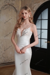 Long Mermaid Mikado Wedding Dress With 3D Beading Lace