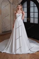 V Waist Satin A-Line Gown With Detached Sleeve