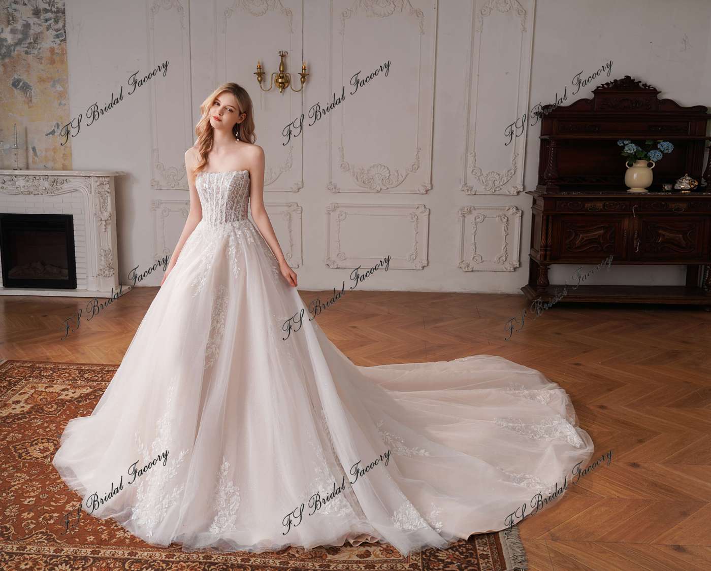 Romantic Beading Lace A-Line Wedding Dress With Detached Sleeve