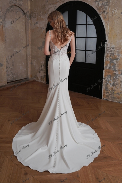 Two Piece Mermaid Lace Crepe Wedding Gown