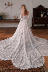 Enchanting Beaded Lace Illusion Bodice A-line Wedding Dress