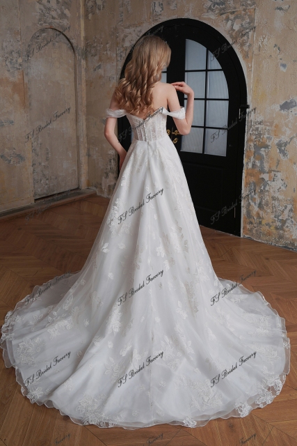 A-Line Printed Organza Dress with Strapless Neckline & Exposed Boning