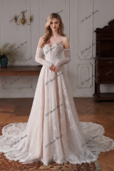 Enchanting Beaded Lace Illusion Bodice A-line Wedding Dress