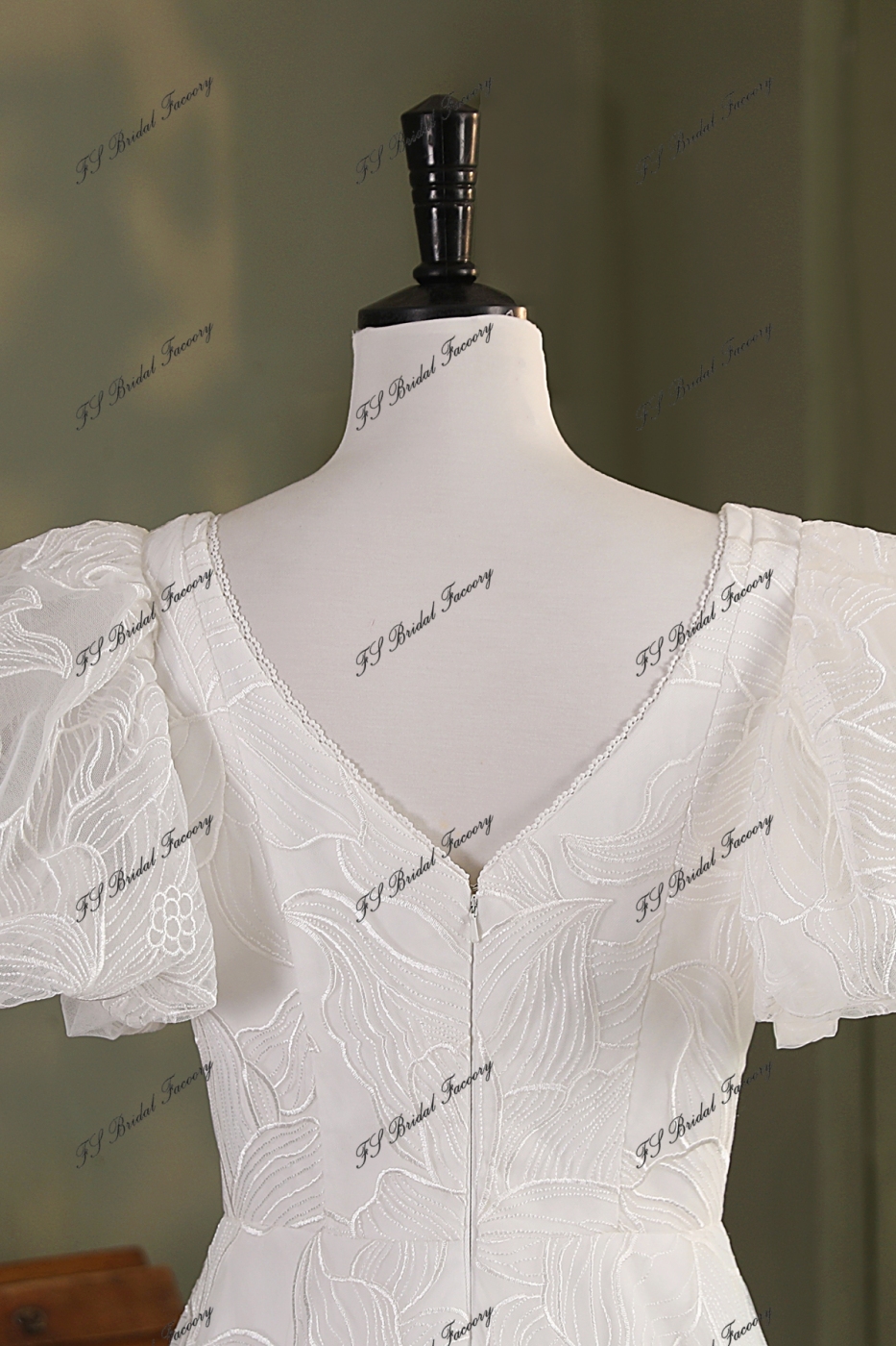 Ruffle Bodice New Mikado A Line Bridal Dress