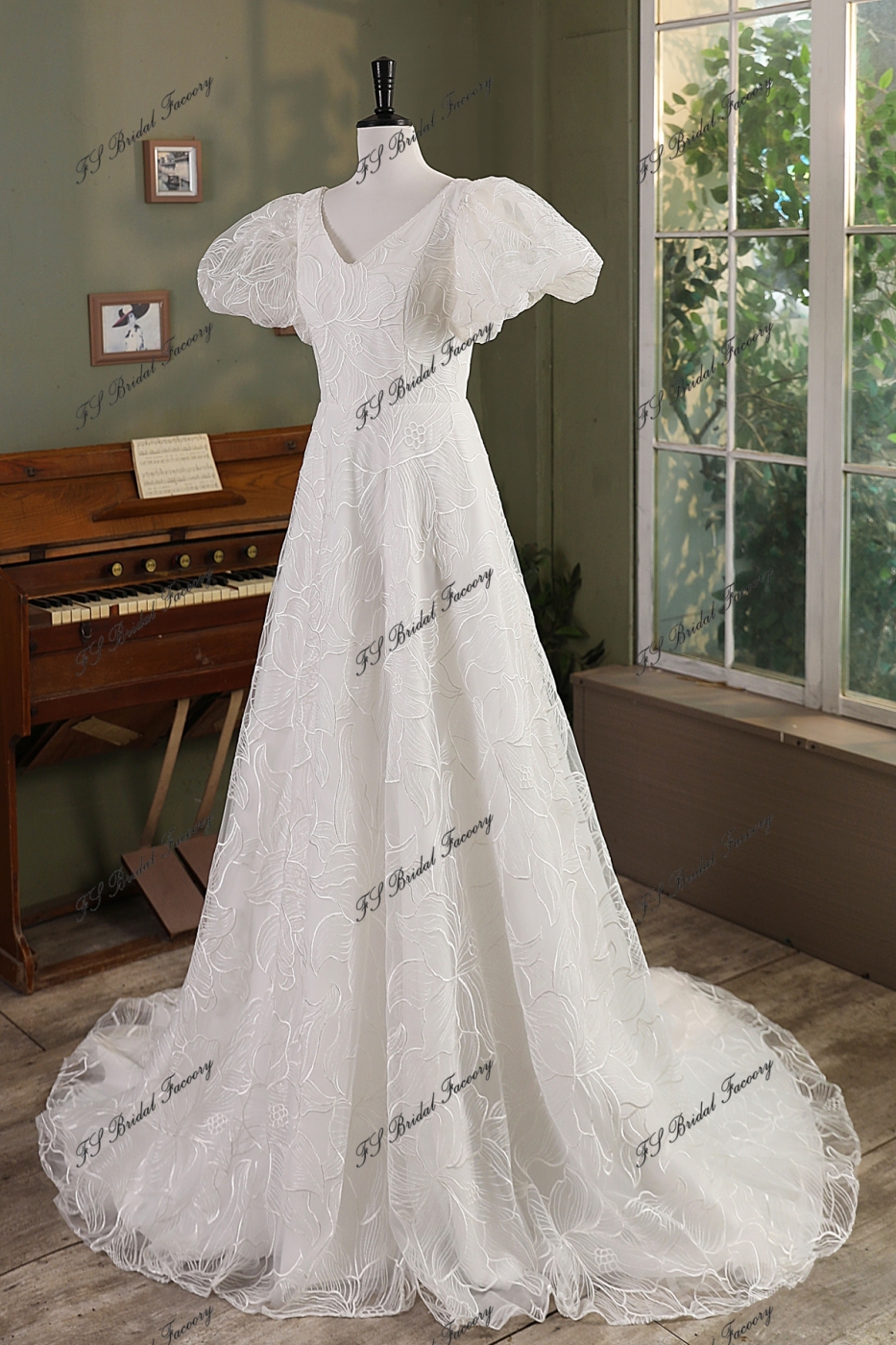 Ruffle Bodice New Mikado A Line Bridal Dress