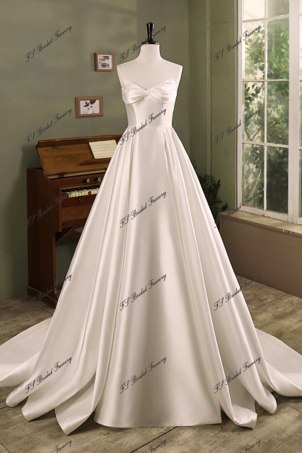 Ruffle Bodice New Mikado A Line Bridal Dress