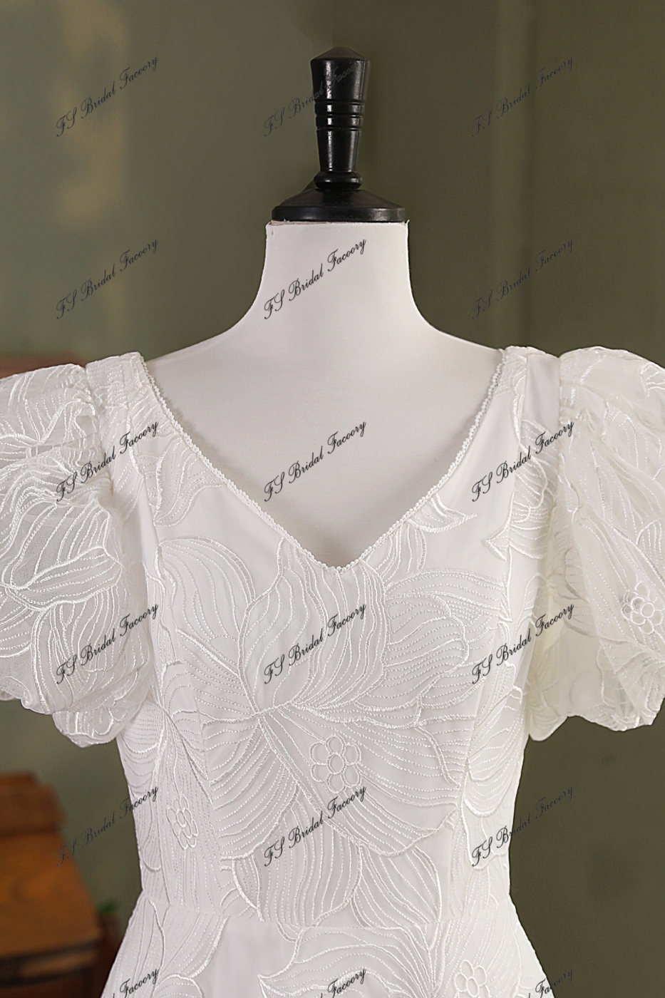 Ruffle Bodice New Mikado A Line Bridal Dress