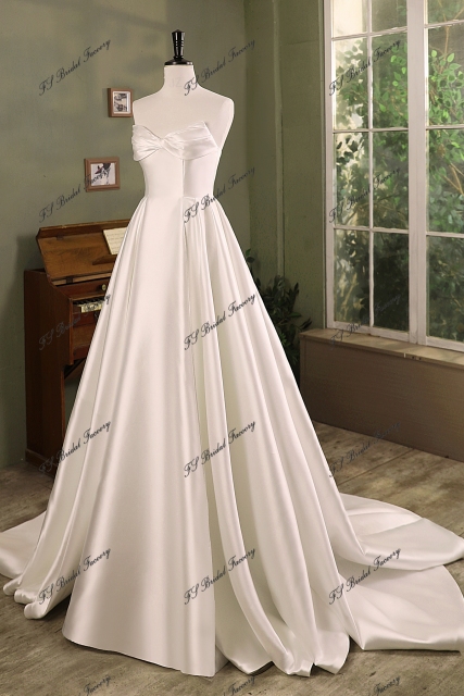 Ruffle Bodice New Mikado A Line Bridal Dress