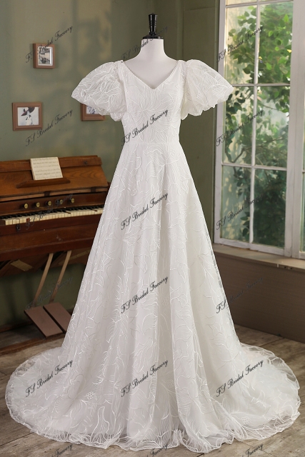 Ruffle Bodice New Mikado A Line Bridal Dress