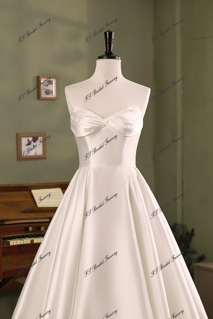 Ruffle Bodice New Mikado A Line Bridal Dress