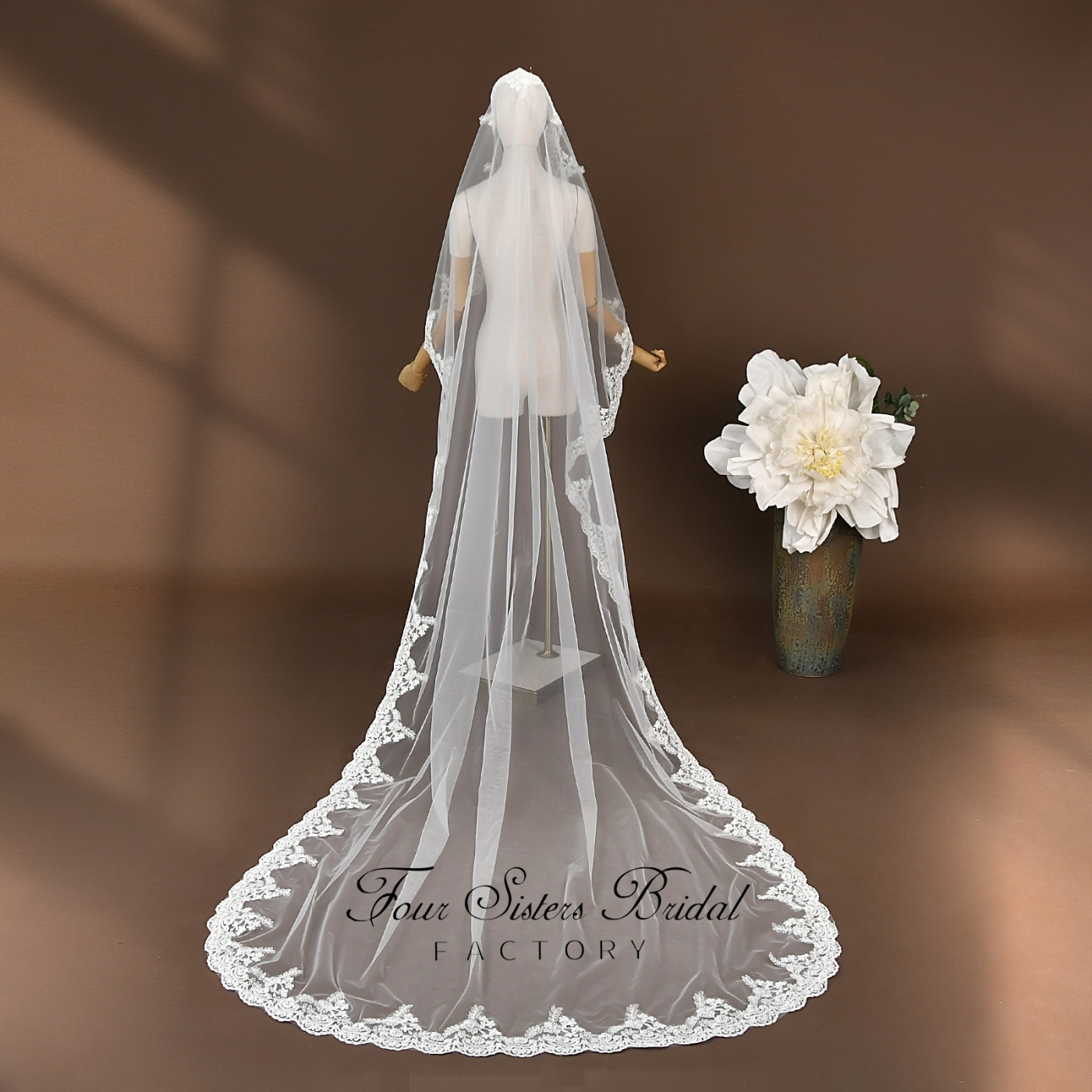 Lace Wedding Veils Without Comb
