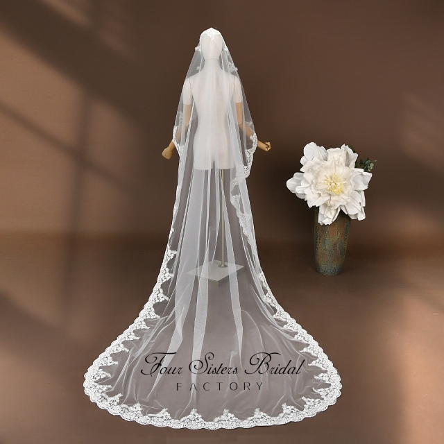 Lace Wedding Veils Without Comb