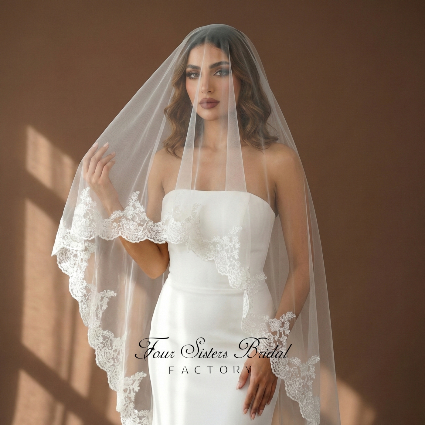 Lace Wedding Veils Without Comb