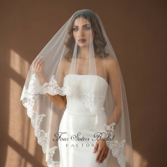 Lace Wedding Veils Without Comb