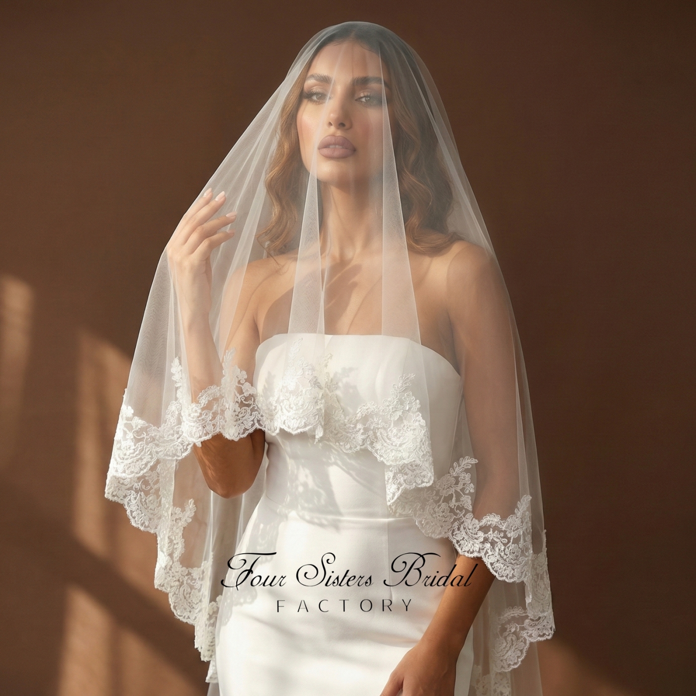 Lace Wedding Veils Without Comb