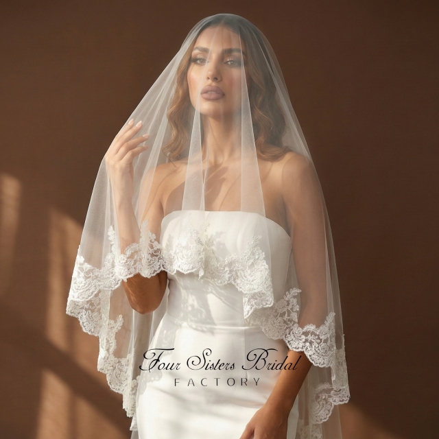 Lace Wedding Veils Without Comb