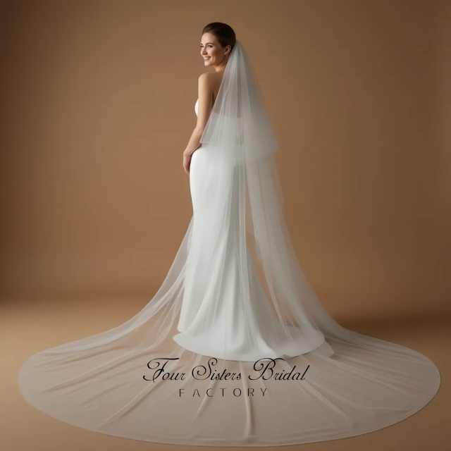 Double-layered Plain Bridal Veils