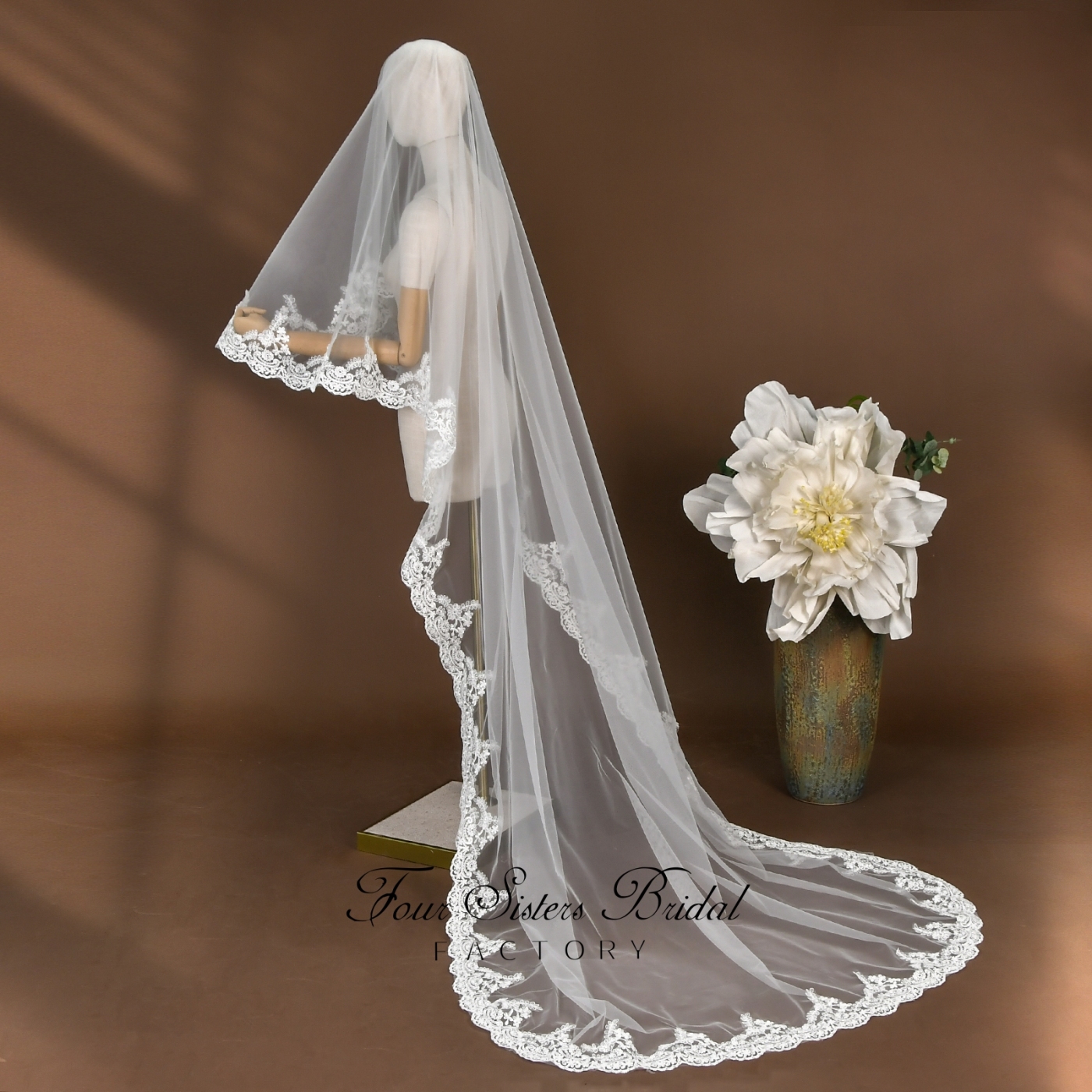 Lace Wedding Veils Without Comb