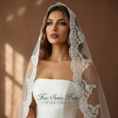 Lace Wedding Veils Without Comb