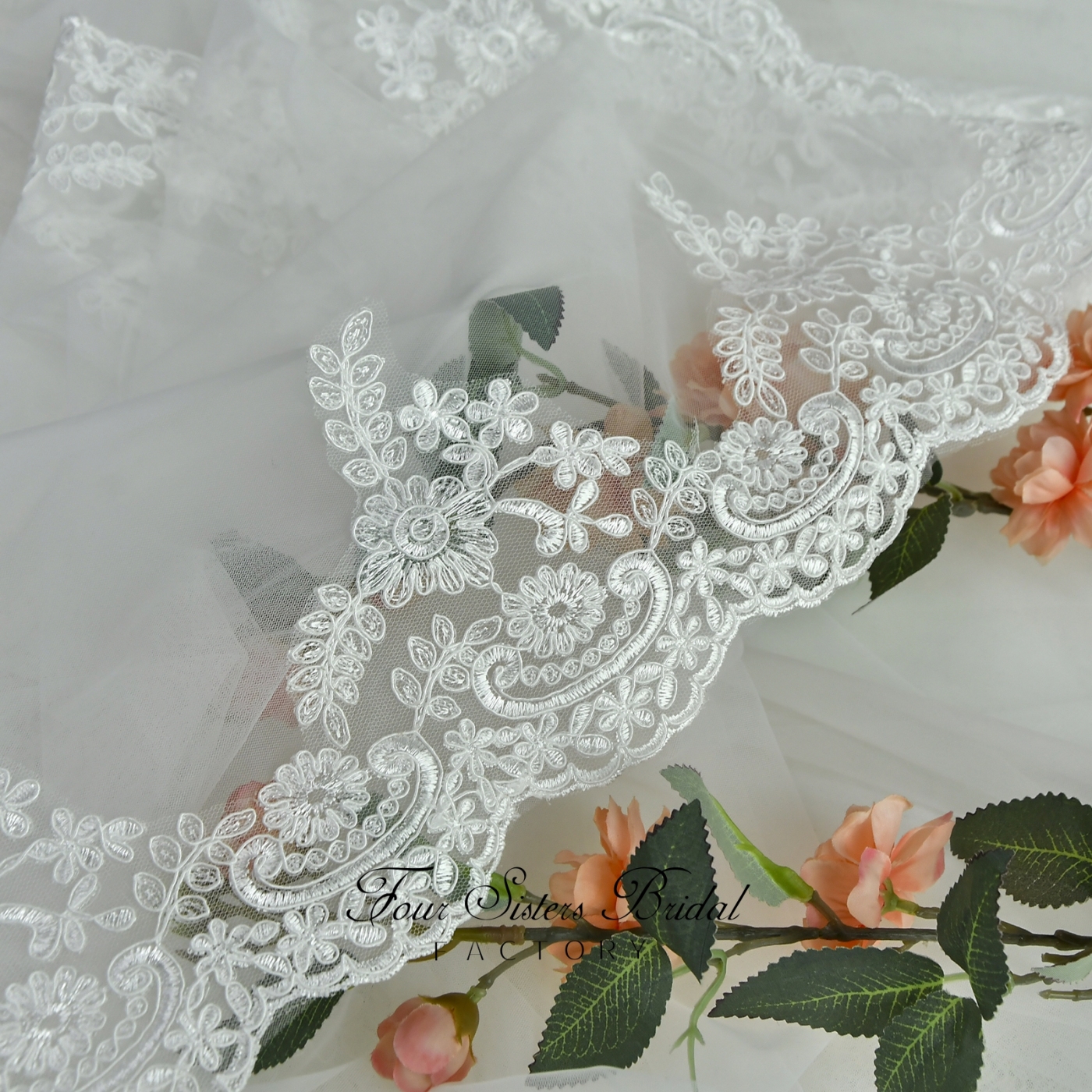 Lace Wedding Veils Without Comb